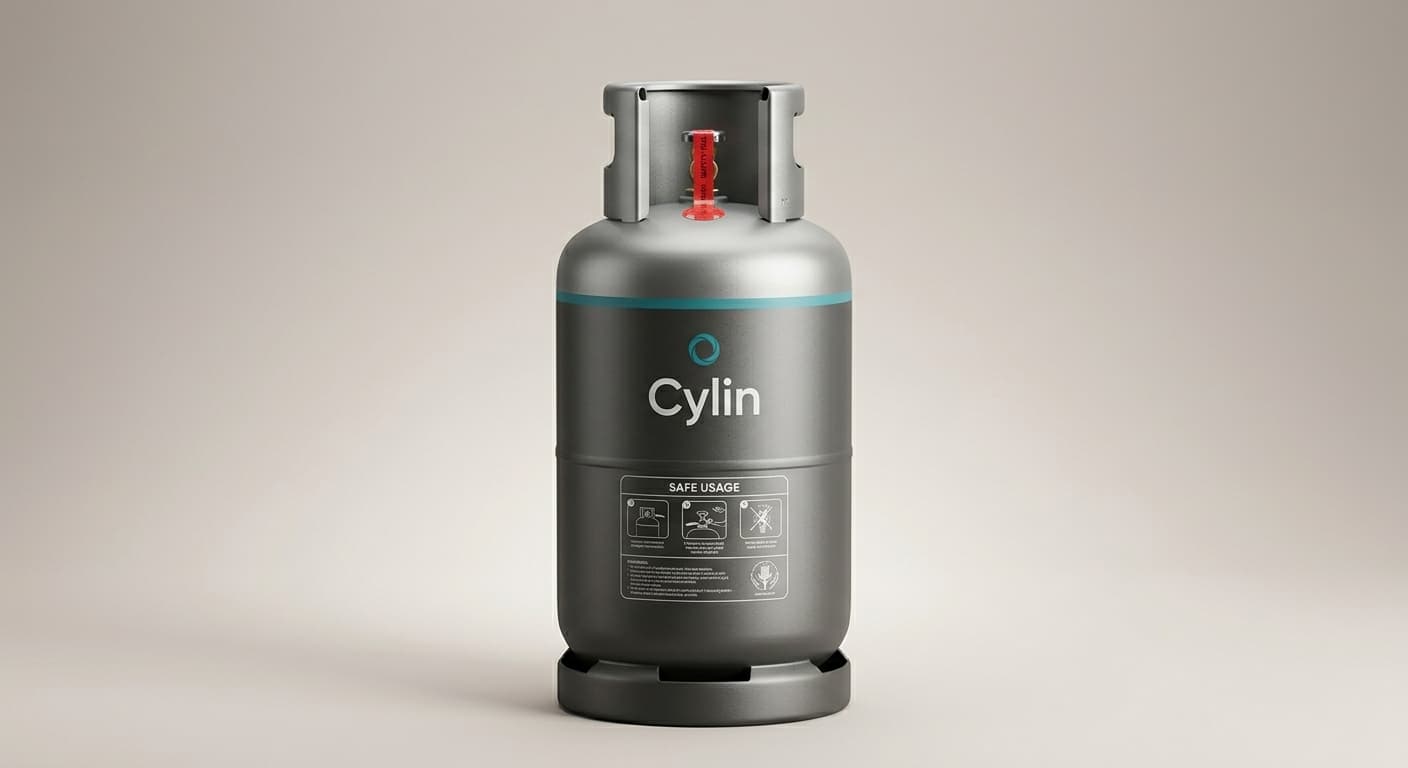 A clean Cylin LPG cylinder in a home setting