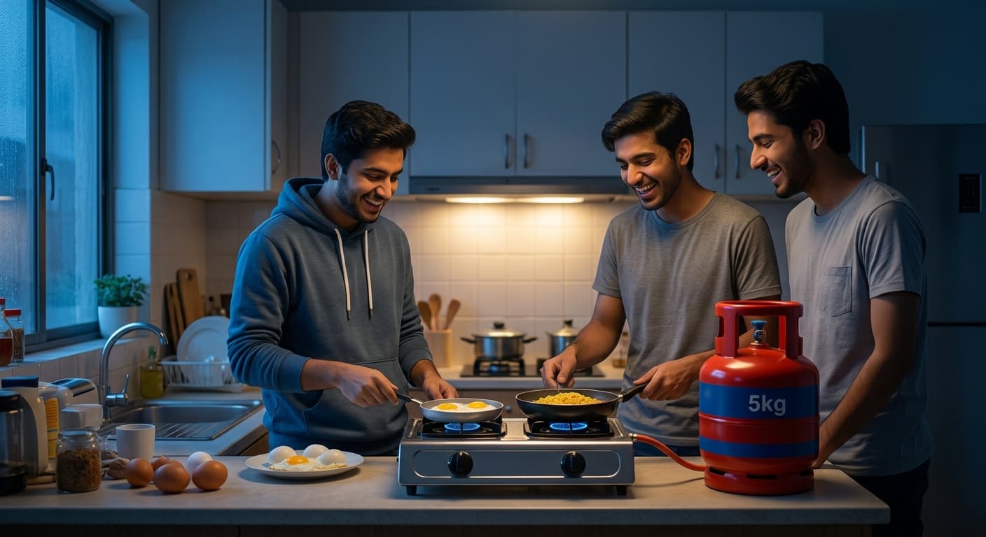 Bachelors and students cooking on a 5kg cylinder
