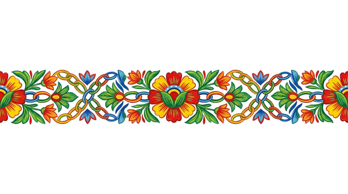 A horizontal truck-art floral border (phool patti)