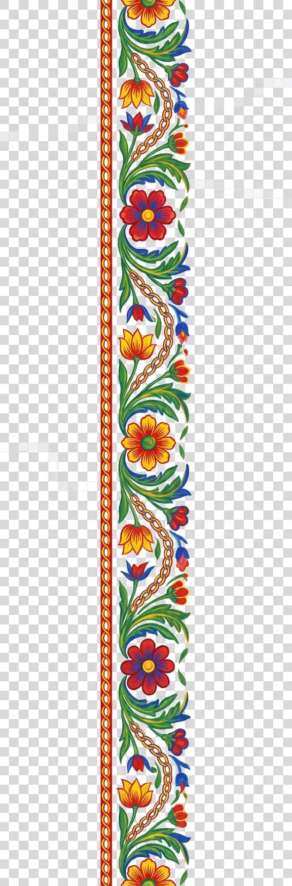 A vertical truck-art phool-patti floral border